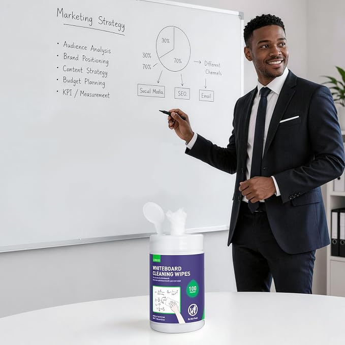 loukin 100 Whiteboard Wipes with 80 Refill Wipes, Non-Toxic Dry Erase Wipes, Whiteboard Cleaner Wipe for Classroom, School, Office