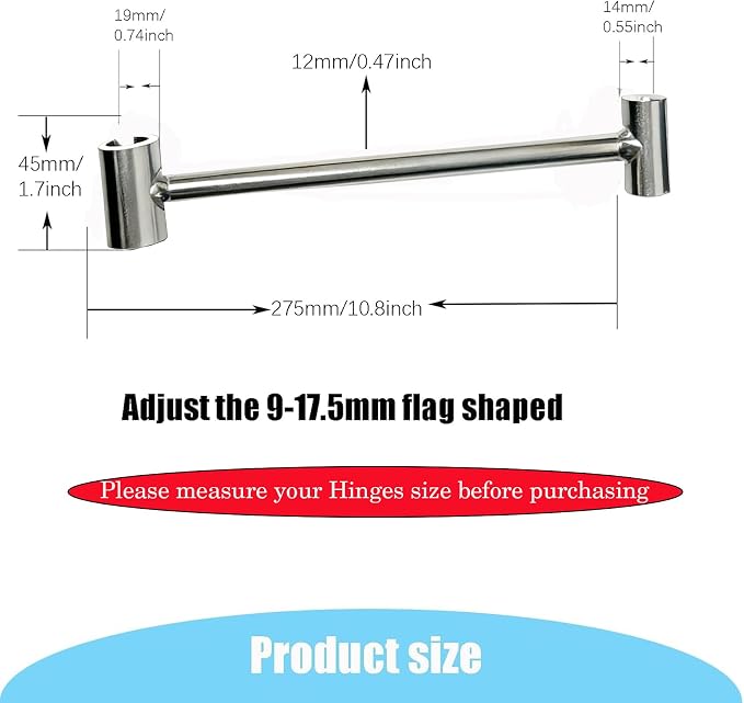Door Hinge Gap Adjusting Wrench Tool, Upgraded Rolled Steel Door Hinges Adjustment Tool, 14-19mm Gap Adjusting Wrench, Rust-Proof Door Jamb Hinge Jig for Residential, Fire Doors, Light Sliver