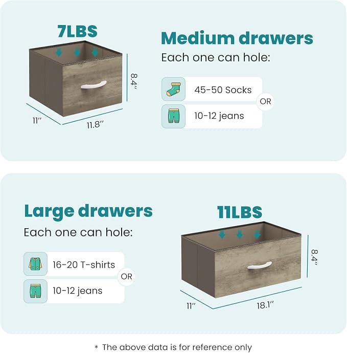 OLIXIS 7 Drawers Fabric Dresser for Bedroom, Storage Tower Organizer | Living Room & Entryway, Sturdy Steel Frame, Wooden Top & Easy-Pull Bins, Closet Chest for Clothes, Oak Greige