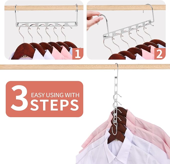 Metal Space Saving Hangers for Clothes, Collapsible Hanger Organizer 12Pack