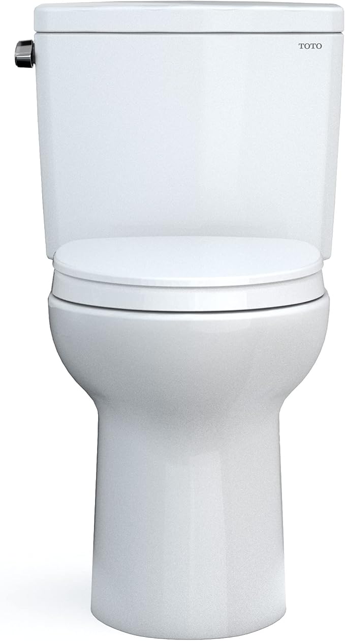 TOTO Drake Two-Piece Elongated 1.28 GPF Universal Height TORNADO FLUSH Toilet with CEFIONTECT and SoftClose Seat, WASHLET+ Ready, Cotton White - MS776124CEFG#01