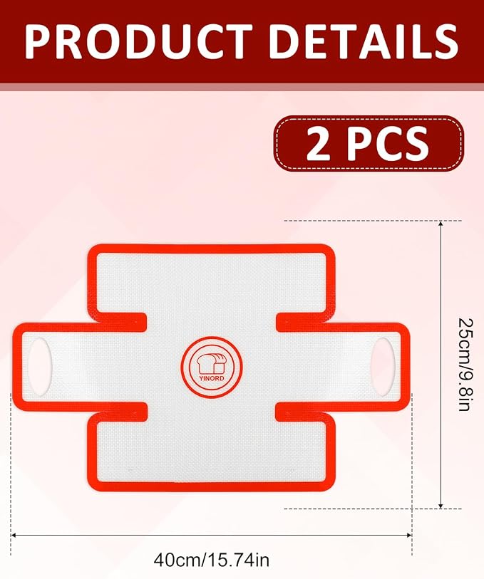 Silicone Loaf Pan Liners, Upgraded Leak-Proof Folded Edge Design, 2 Pack Non-Stick Reusable Baking Liners Fits 8x5 Inch & 9x5 Inch or 9.5x5 Inch Loaf Pans