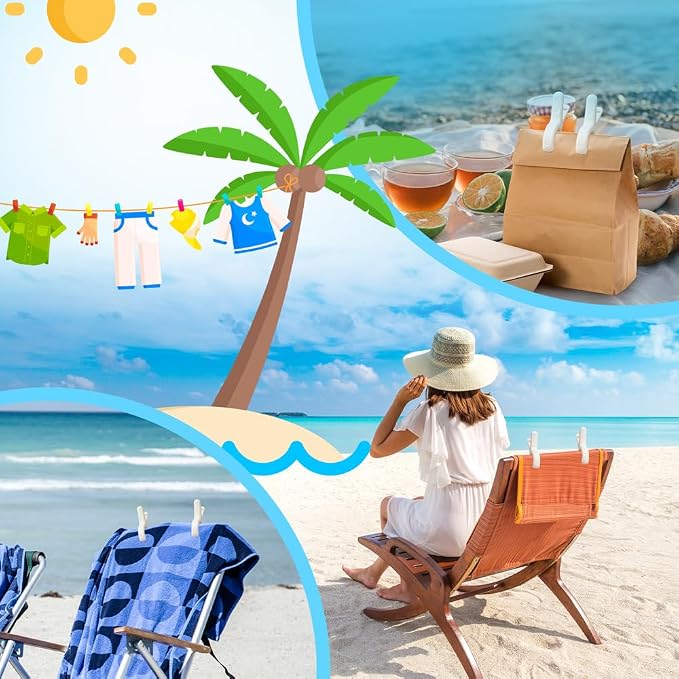 Beach Towel Clips for Chairs Cruise-Clothespins 12 pcs Heavy Duty Laundry Clamps Clothes Pegs Chair Clips Towel Holder Windproof Clothes Pins for Lounge Chair 3 Colors | Heavy Duty Laundry Clamps Clothes Pegs Chair Clips Towel Holder Windproof for Loun...