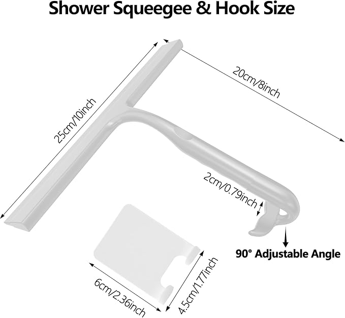 Shower Squeegee for Glass Doors, 2-in-1 Silicone Shower Squeegee with Hook,Hang Anywhere | Streak-Free Bathroom Squeegee | Household Window Mirror Squeegee for Bathroom, Glass, Tile Wall, Car | Gray