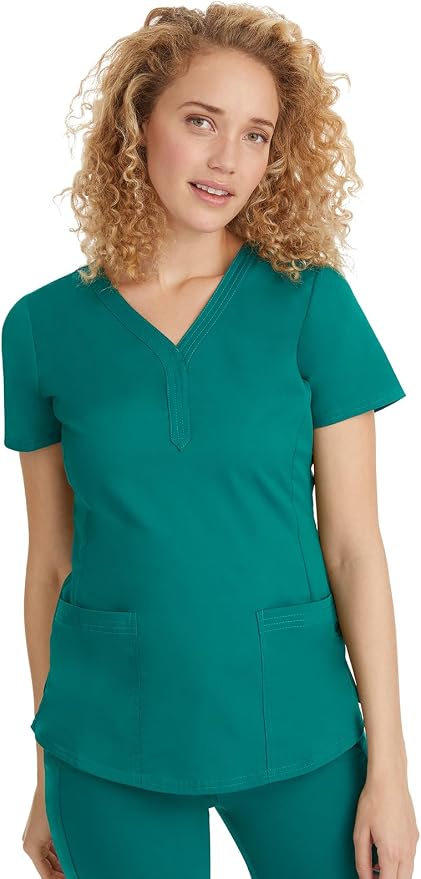 Healing Hands Purple Label Jane Scrub Top for Women Y-Neck Design | 2 Patch Pockets, Slim Fit Side Vents, Fitted Shirttail Silhouette, Breathable Comfort, Easy Care Fabric, Made for Every Shift
