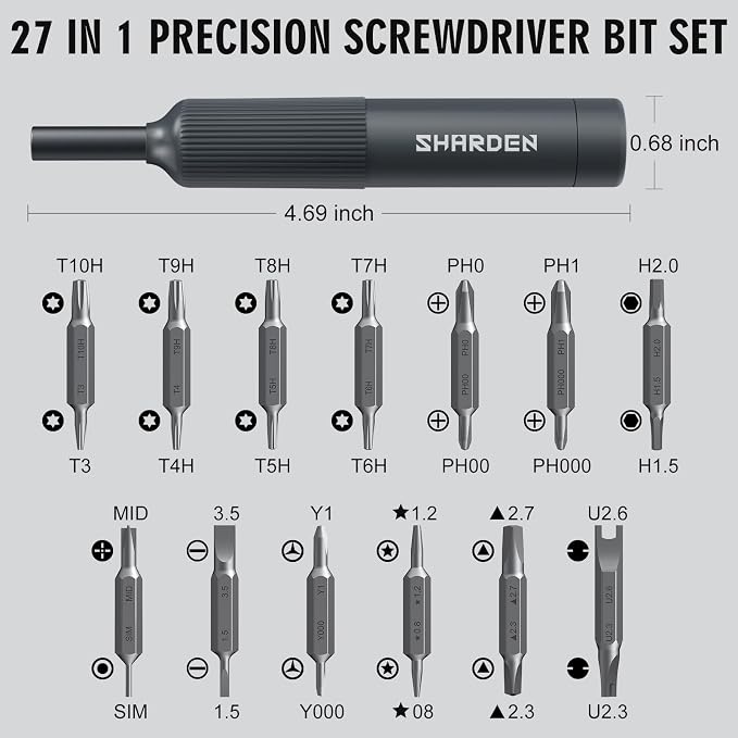 27-in-1 Precision Screwdriver Set Multi Bit Mini Small Screwdriver | Magnetic Screwdriver Set Pen Style Manual Repair Tool Kit For Eyeglass, Watch, Computer, Jewelers, Laptop, Electronics, Phone
