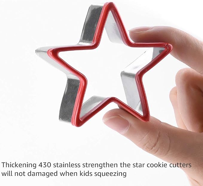 Star Cookie Cutters Set 3pcs Stainless Steel, Food Grade Large & Mini Star Cookie Cutter for Pressing Cookie, Sandwich and Bread
