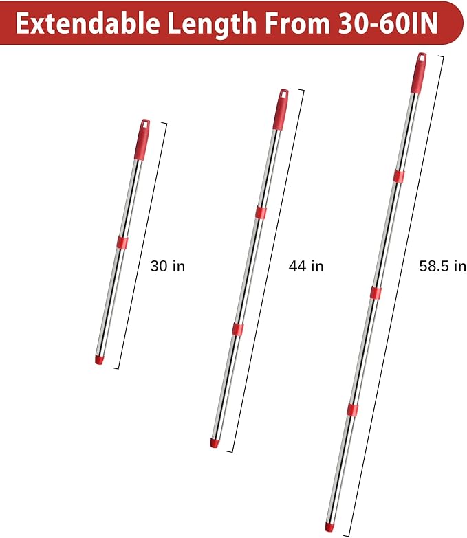 4-Section Spin Mop Replacement Handle- 2.5-5 Foot Mop Replacement Stick Only Compatible with Ocedar Mop Handle EasyWring (Mops Head & Base Not Included)