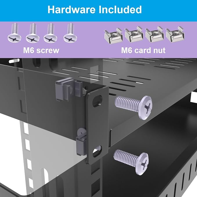 1U Universal Server Rack Shelves- 10" Deep | Steel Vented Cantilever Rack Tray for 19” Equipment Rack, Black (10 inch)