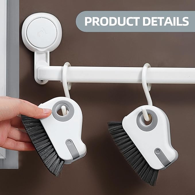 2-in-1 Window Groove Cleaning Brush, Window Sill Track Cleaner Tool, Scratch-Free Deep Cleaning Brush for Sliding Door, Shower Door Sills and Household Narrow Gaps, 2 Pack Gray