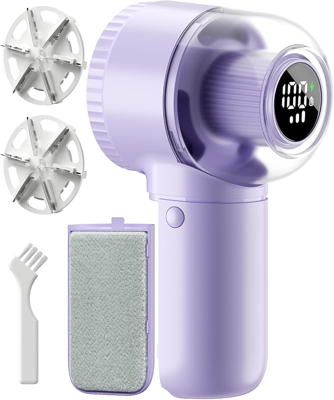 coldSky Fabric Shaver, 𝟮 𝗶𝗻 𝟭 Lint Remover with Brush, 1200mAh Sweater Shaver with Digital Display,3 Speeds Lint Shaver, 6-Leaf Blades Lint Remover for Clothes, Sofa, Bedding,Purple | Digital Display, 3 Speeds, 6-Leaf Blades, 1200mAh Rechargeable L...