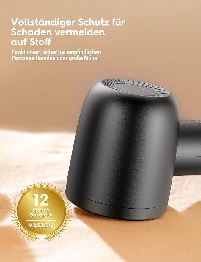 VASSON Fabric Shaver, Electric Lint Remover Rechargeable, Lint Shaver, Sweater Shavers to Remove Pilling, Sweater Defuzzer, Depillers for Clothes, Furniture (Dark Grey) | Wide Shaving Head & High-Capacity Dustbin with Long-Lasting Battery