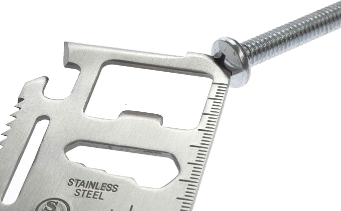 SE 11-Function Stainless Steel Survival Pocket Tool - Compact, Credit Card-Sized Multi-Tool with Leatherette Case - Ideal for Camping, Hiking, and Outdoor Activities- MT908-1