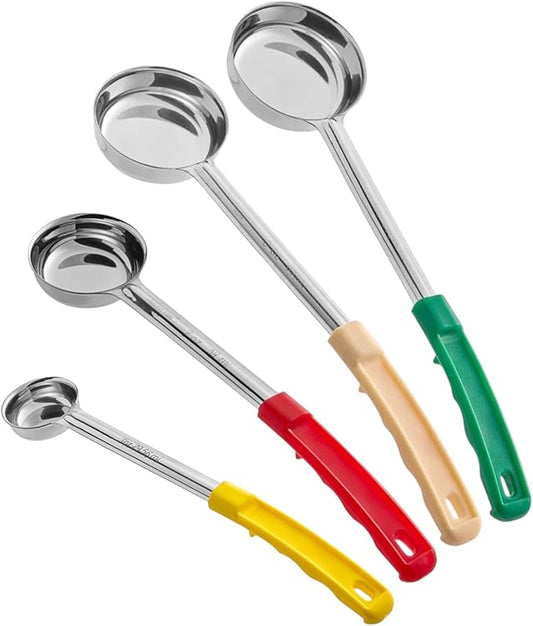 Portion Control Ladles Serving Spoons, Measuring Serving Utensils, for Restaurants, Busy Kitchens, Bariatric Surgery, Weight Loss, 1oz 2oz 3oz 4oz Color Handles Spoodle - Set of 4