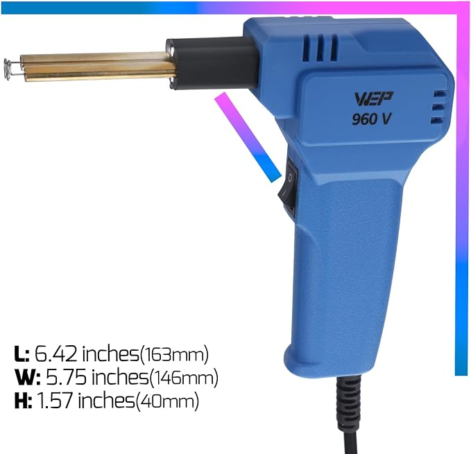 WEP 960-V Blue Plastic Welder Kit 110V with LED Lights with 200 Hot Staples and Pliers for Car Bumper Plastic Welding, Plastic Gas Tank Repair, a Great Automotive Tools for Mechanics