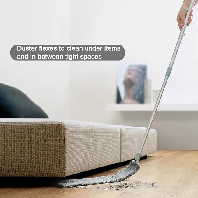 Dust Brush Under Appliance Microfiber Duster 40 - 55 in with 2 Cloth