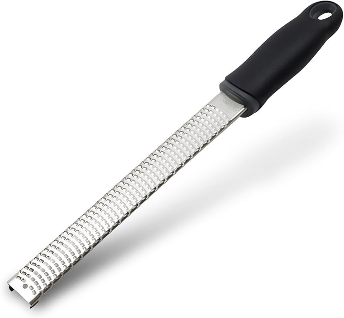 Lemon Zester, Stainless Steel Kitchen Cheese Grater, Plastic Cover Ergonomic Soft Black Handle