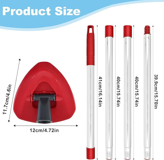 Spin Mop Handle & 2 Mop Base Replacement for O-Cedar RinseClean 2 Tank System, Adjustable 30-58" Telescopic Mop Stick Pole, Lightweight Durable Mop Handle Replacement Parts