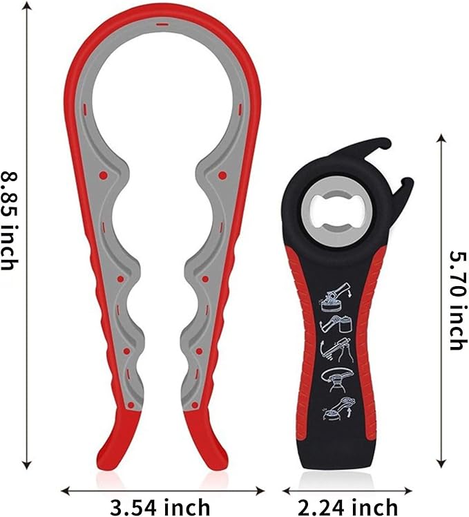 Multi-Grip Jar Opener and Bottle Opener Tool, Ergonomic Design with Non-Slip Handles, (grey)