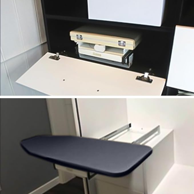 Retractable Foldable Ironing Board, 180° Swivel Pull Out Ironing Board Closet Sliding Out Space Saving with Removable Heat Resistant Ironing Board Cover