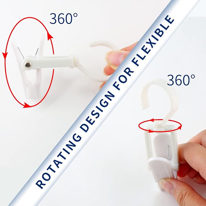 Jiozermi 10 PCS Laundry Hooks Clip, Plastic, White | Super Strong, Swivel Hooks, For Clothing Store Home Office & Workshop