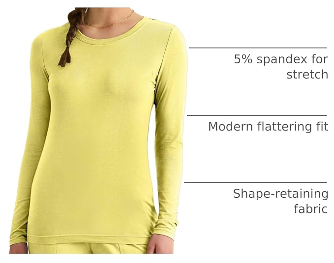Healing Hands Underscrub Long Sleeve Women Knits Scrub Tops | Soft Cotton Blend Knit, Breathable Stretch Comfort, Machine Wash, Easy Care Fabric, Ideal For Layering Under Scrubs