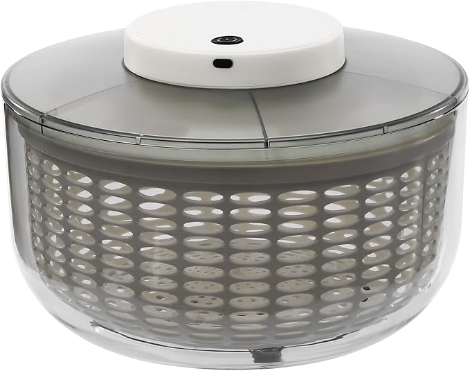 Electric Salad Spinner 6.34 Quart, USB Rechargeable Automatic Lettuce Spinner with One-Button Start, Large Capacity Vegetable Washer and Dryer for Kitchen, Salad Greens, Fruits, Herbs