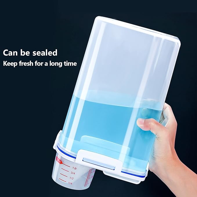 5.5 Lbs Plastic Transparent Tank, Rice Storage Barrel, Household Food Container Grain Storage Box for Oatmeal, Grain, Cereal, Pasta, Flour (6 Packs) | BPA Free, Airtight Lid, See Through, with Pouring Spout, for Kitchen Pantry Dry Food Grain Oatmeal Pe...