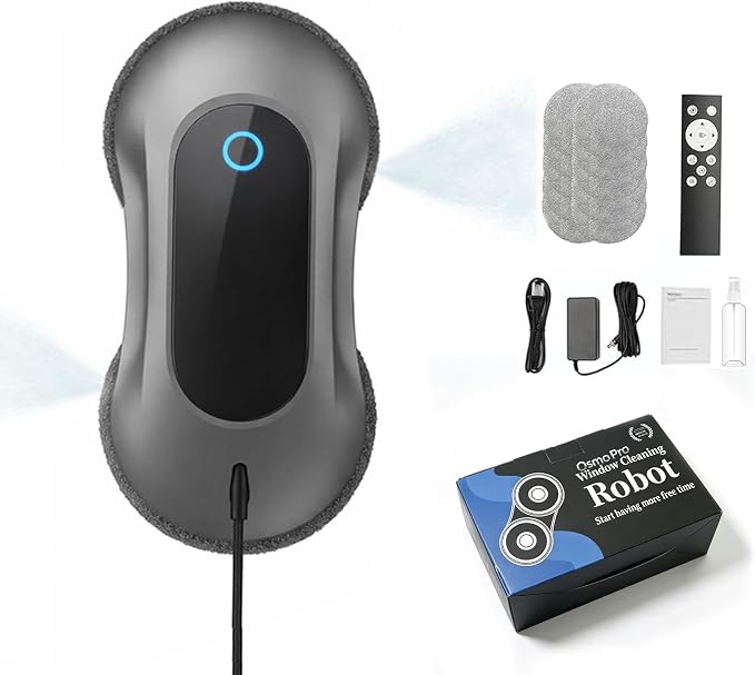 Window Cleaning Robot - Dual Spray & 5500Pa Suction for Home Glass | Smart Automatic Glass Cleaner Featuring AI Navigation, Frameless Edge Detection, Remote Control for High Windows, Glass Doors