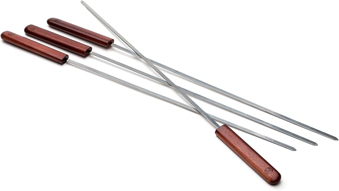 Outset QB50 Rosewood Collection Barbecue Skewers, Stainless Steel, Set of 4