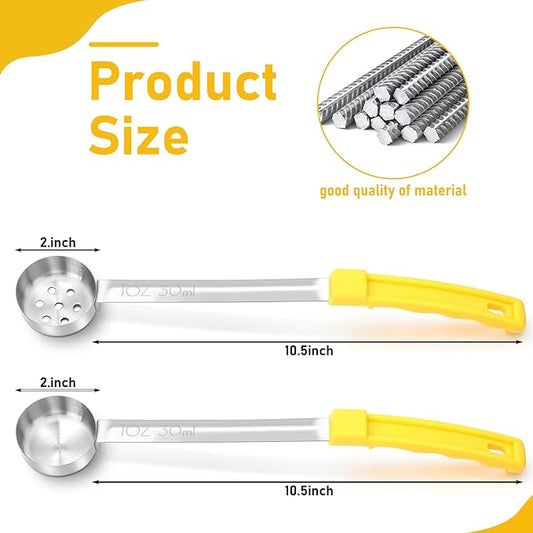 Teenyyou 4 Pcs Portion Control Serving Spoons Portion Control Spoons Ladle Scoops Food Measuring Utensils Proportion Manage Slotted and Unslotted Scoops for Weight Loss(Yellow,1oz)