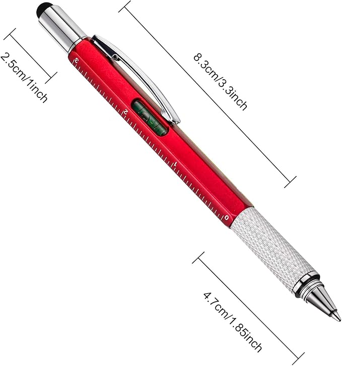 Zhanmai 16 Pcs Multi Tool Pens for Men, 6 in 1 Multitool Ballpoint Pen with Screwdriver Ruler Level Stylus Refills, Bulk Gifts for Employees Office Gadget Supplies Birthday Christmas Stocking Stuffers