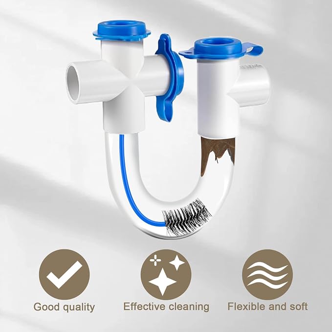 16-Inch Flexible AC Drain Line Cleaning Brush, 5-Pack, for Condensate P-Trap and HVAC Systems, Blue