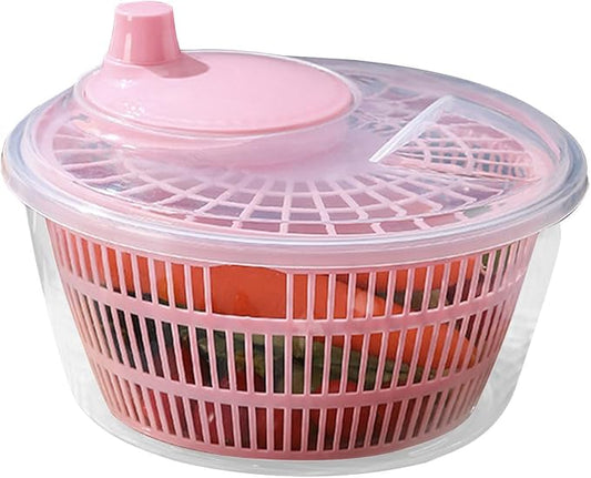 Generic Vegetable Fruit Washer Spinner, Manual Fruits Washer, Durable Salad Dryer Bowl, PP Salad Spinner Lettuce Dryer, Vegetable Washer Dryer With Effortless Action For Lettuce, Vegetables, Pink