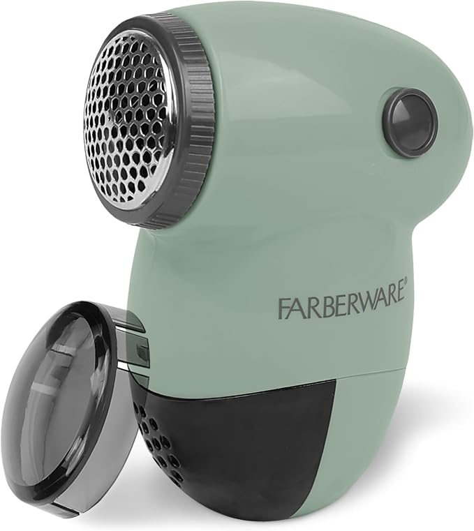 Farberware Fabric Shaver & Lint Remover for Clothing, Small, Portable | Triple blade sweater shaver removes pilling, fuzz, and lint balls from clothes, couch, and furniture, battery operated