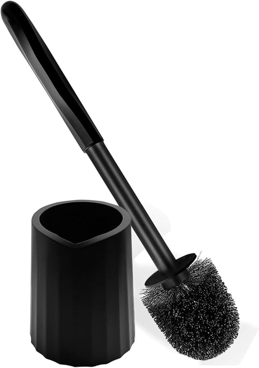 Toilet Brush and Holder Set, Toilet Bowl Brush, Compact Bathroom Accessories, Durable Toilet Scrub Bristles, Drip-Proof, Deep Cleaning, Black, 1 Pack