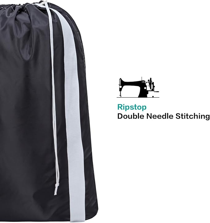 HOMEST XL Laundry Bag with Strap, Clothes Organizer for Dorm & Travel | Heavy-duty nylon material supports bulky garments and daily transport between baskets and storage areas, Black