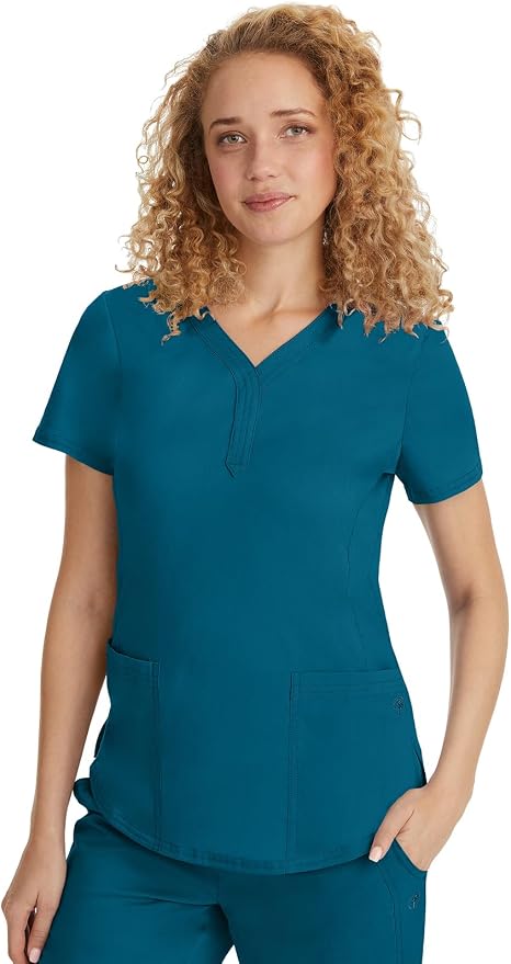 Healing Hands Purple Label Jane Scrub Top for Women Y-Neck Design | 2 Patch Pockets, Slim Fit Side Vents, Fitted Shirttail Silhouette, Breathable Comfort, Easy Care Fabric, Made for Every Shift