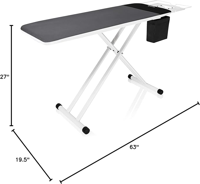 Reliable The Longboard 350LB Ironing Board, Extra-Large Rectangular 52” x 19.5” Pressing Surface, Vera Foam Cover, Conex Heat Resistant Zone, Removable Iron Rest, Adjustable Height, Made in Italy