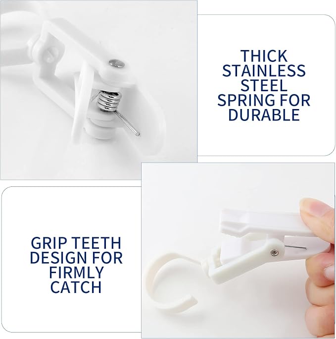 Jiozermi 10 PCS Laundry Hooks Clip, Plastic, White | Super Strong, Swivel Hooks, For Clothing Store Home Office & Workshop