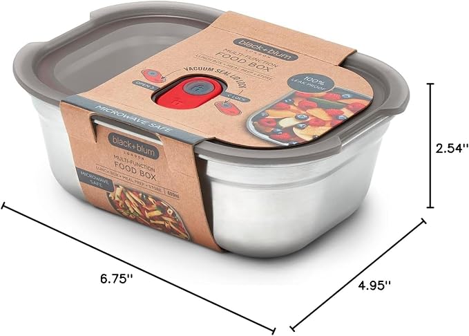 BLACK + BLUM Lunch Box - Meal Prep Containers Reusable for Picnic & Camping - Microwavable Stainless Steel Lunch & Dinner Food Storage Box with Leak Proof Lid - Dishwasher & Oven Safe - Small - 600ml