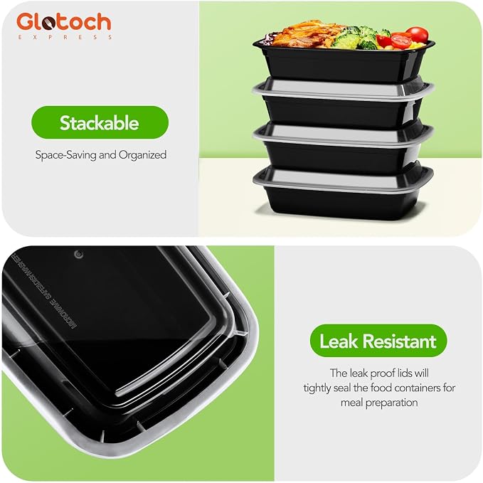 Meal Prep Containers 38oz-50 Pack (100-Piece) Reusable Large Food Storage Containers with Lids Microwave, Freezer, Dishwasher Safe - Leakproof & BPA Free Durable Plastic Bento Box for To Go Take Out