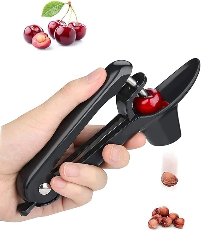 Cherry Pitter - Space-Saving Lock Design Olive Corer Tool | Non-Slip Soft-touch Handle,Dishwasher Safe Cherries Stoner Seed Remover Tool for Make Cherry Jam