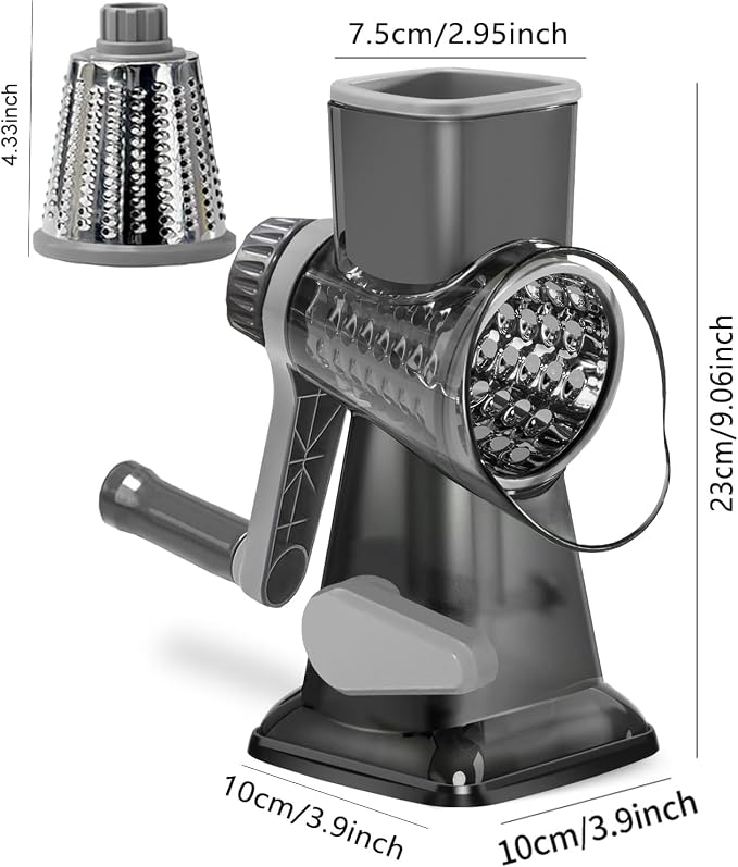 Dachenus Cheese Grater Rotary Cheese Grater,Versatile Cheese Shredder | Powerful suction cup base,Suitable for a wide range of ingredients,Safe hand-protection design,Detachable and easy to clean