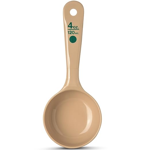 Carlisle FoodService Products 432806 Short Handle Portion Control Spoon, 4 Ounces, Beige (Pack of 12)