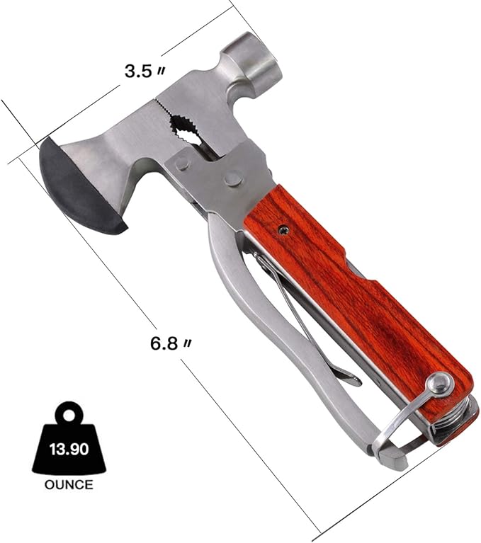 18-in-1 Multitool Camping Axe Hammer, Multi Tool with Plier, Knife | Emergency Escape Tool, Survival Gear for Outdoor Hunting Hiking, Fathers Day Gift for Men Dad Husband Boyfriend