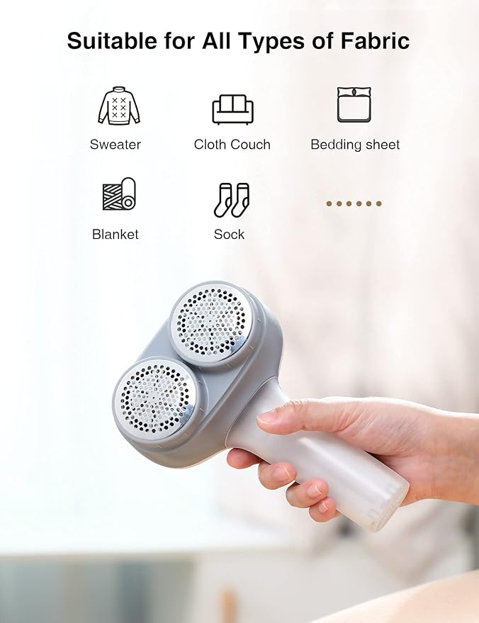 VASSON Fabric Shaver, Sweater Depiller & Pilling Remover | Dual-Head Design for 2X Faster Pilling Removal on Sweaters & Couches