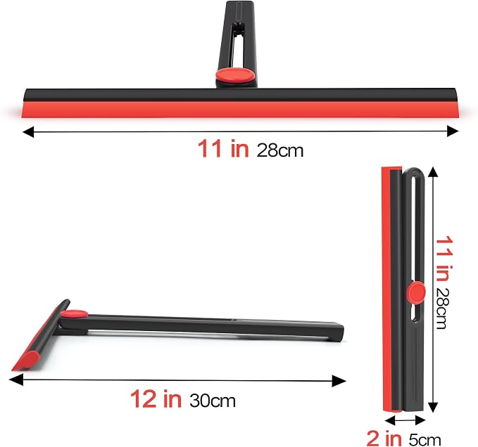 Shower Squeegee for Glass Doors with 2 Pack Multi-Purpose 360° Rotating Window Squeegees for Walls Wiper, Car Windshield, Tile, Mirrors and Kitchen, 11-Inchs