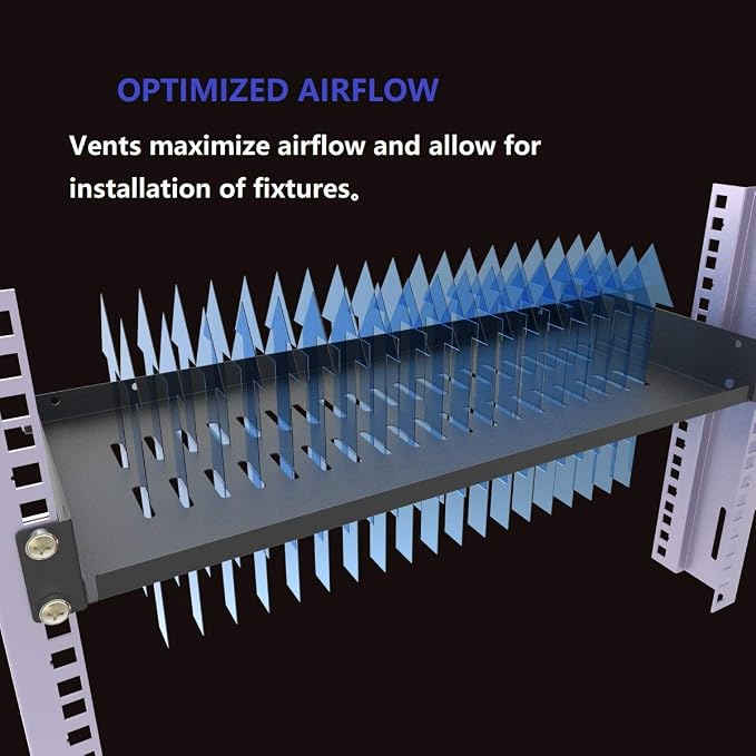 2 Pack of 1U Vented Cantilever Server Rack Mount Shelf 8" D | Disassembled Universal Rack Tray 8" Depth for 19" Network Cabinet or Equipment Rack (8V2PC)