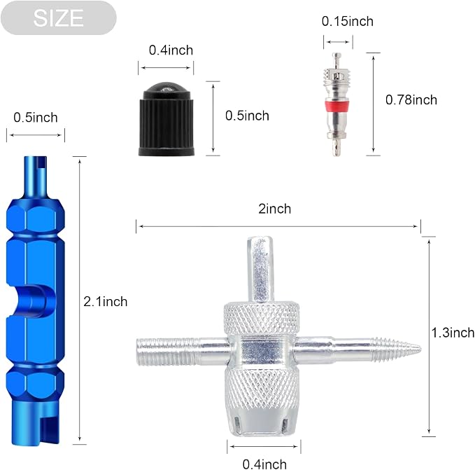 Valve Stem Removal Tool - 20Pcs Valve Cores, 10Pcs Tire Valve Caps, 4-Way Valve Tool, Valve Core Remover Tool By ZHSMS(35 PCS)